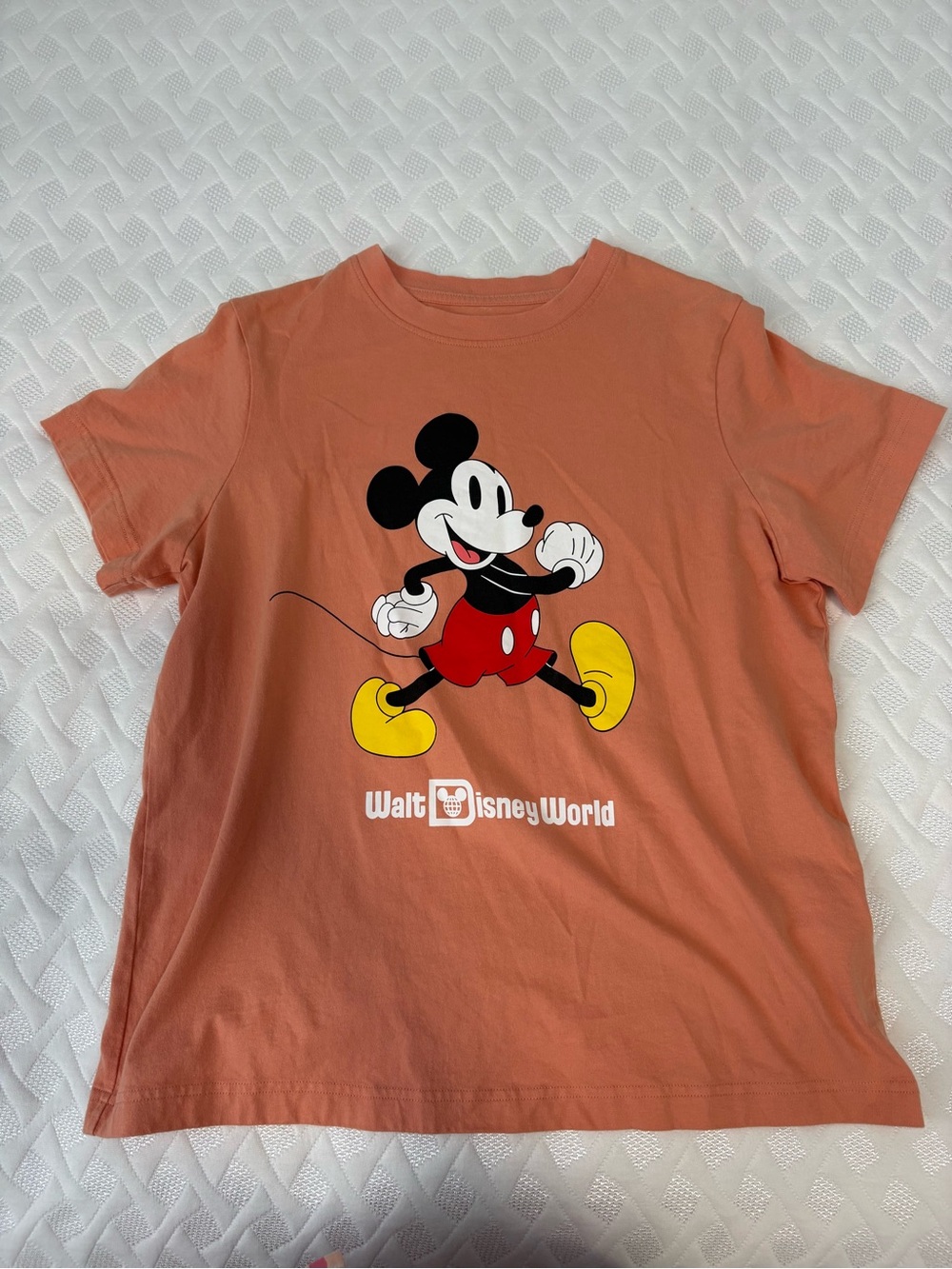 Disney Orange Mickey Mouse Graphic Tee with Yellow Shoes
